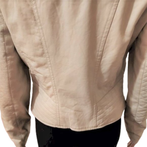 LAURA LANE BEIGE FAUX LEATHER ZIP JACKET WITH ZIP FRONT POCKETS SIZE L NWT - Picture 7 of 13